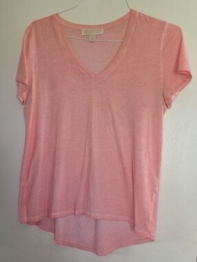 Michael Kors Coral Pink V-Neck Short Sleeve Tee